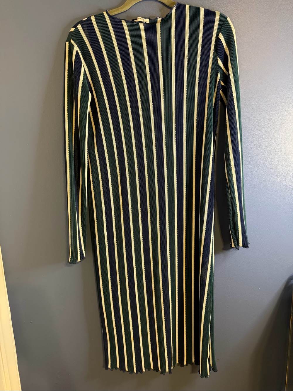 Zara Ribbed Long-Sleeve Striped Knit dress Medium